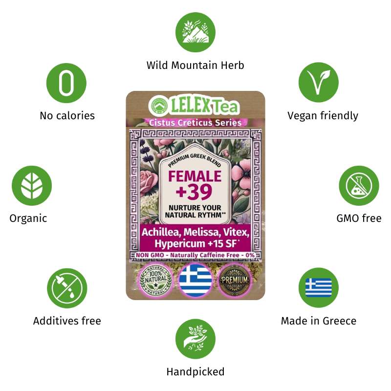 GREEK PREMIUM HERBAL BLEND Woman's Tea for Hormonal Balance and Menopause | Female +39 - LelexTea