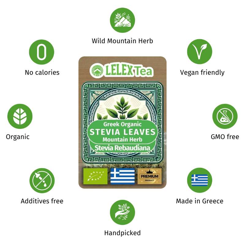 Stevia Leaf Tea Organic BIO Greek Dried Leaves - Lelex Tea