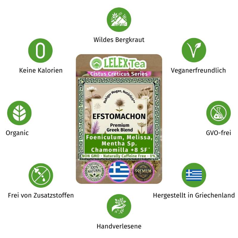 PREMIUM GRIECHISCHES BERGKRAUT Eustomachon Tee für einen ruhigen Magen - Lelex Tea Eustomachon Tee für einen ruhigen Magen LelexTea