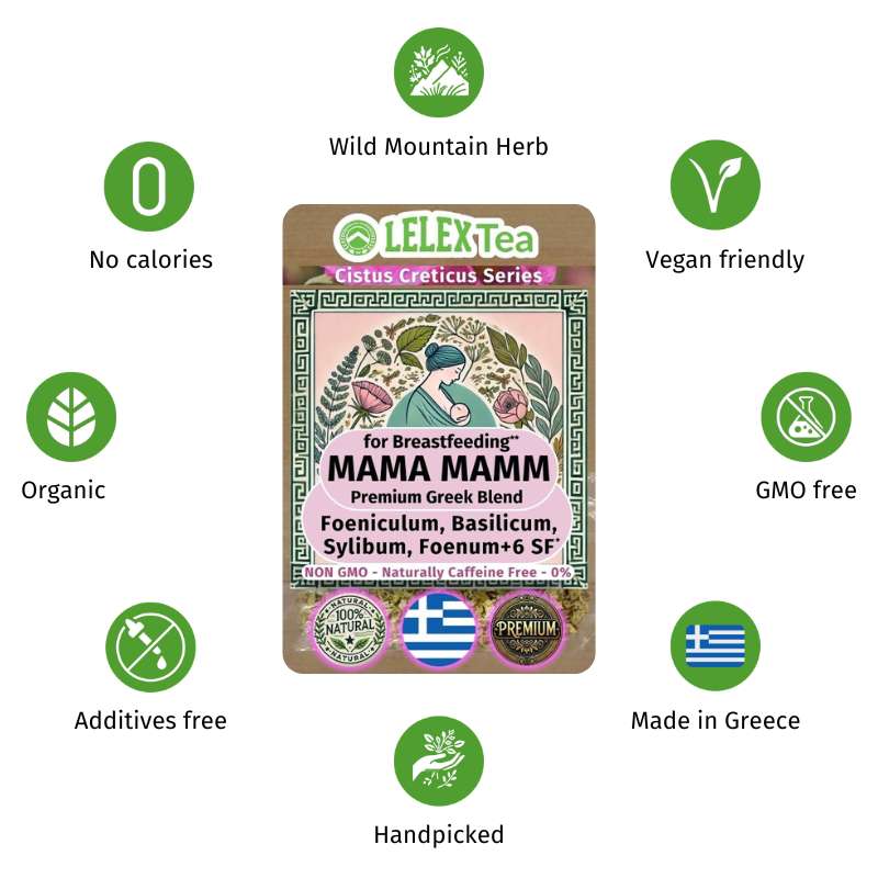 GREEK PREMIUM HERBAL BLEND Mama mamm breastfeeding herbal tea - Lelex Tea