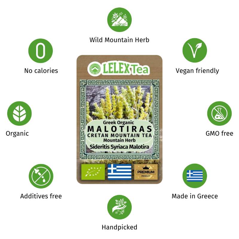 Malotira Tea Organic BIO Greek Cretan Mountain Herb Sideritis Syriaca - Lelex Tea