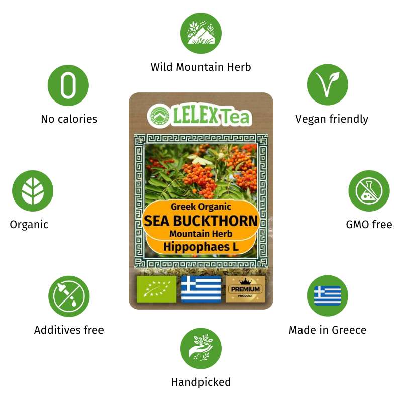 Sea Buckthorn Tea Organic BIO Greek Mountain Herb - Lelex Tea