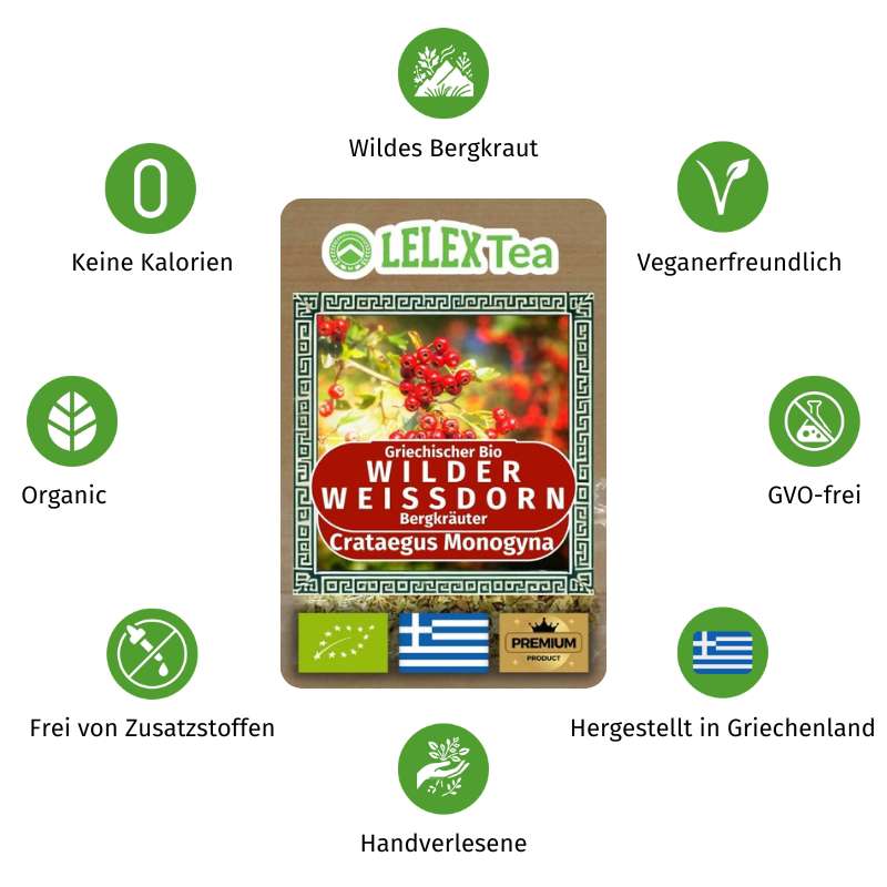 Weißdorn tee Bio Griechischer Wilder Bergkräuter - Lelex Tea