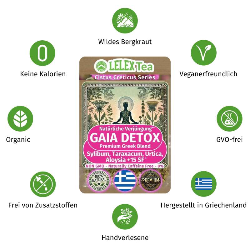 PREMIUM GRIECHISCHES BERGKRAUT Detox Tee Gaia eine natürliche Kräutermischung für Entgiftung LelexTea