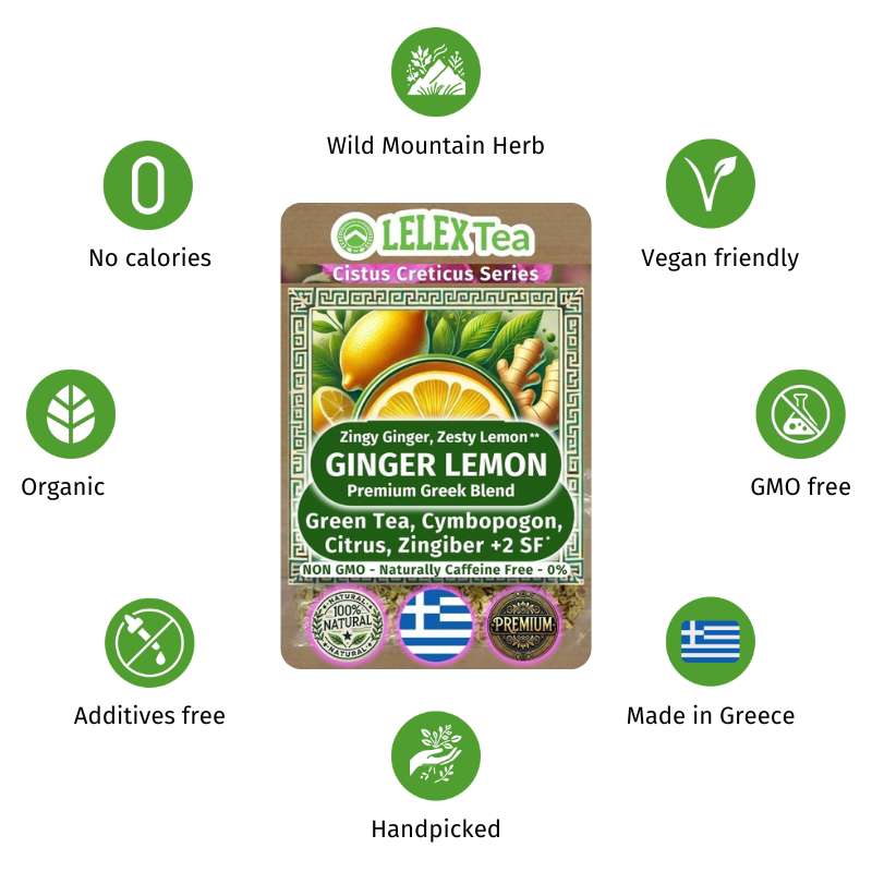 GREEK PREMIUM HERBAL BLEND Ginger Lemon - LelexTea