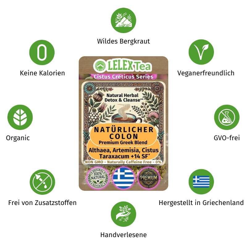 PREMIUM GRIECHISCHES BERGKRAUT Natürlicher Colon-Tee Colon Cleanse Detox Tee - LelexTea
