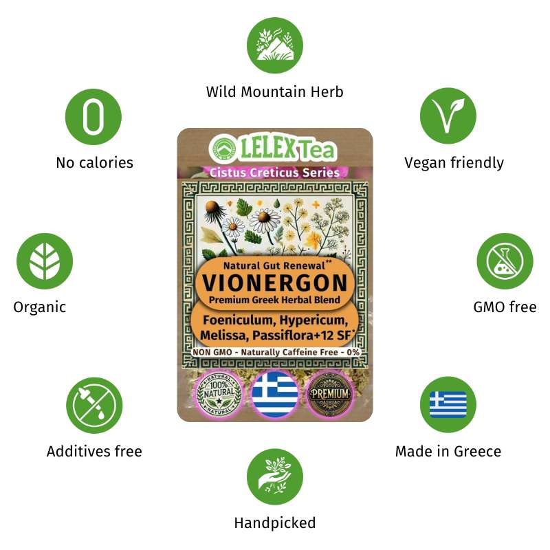 GREEK PREMIUM HERBAL BLEND Vionergon herbal blend tea for the gut - Lelex Tea