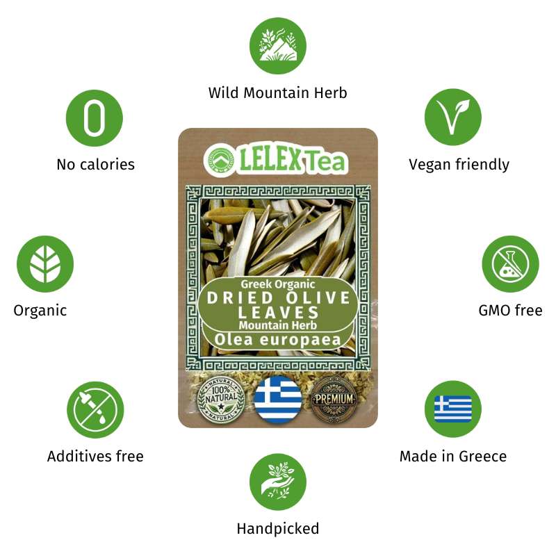 Olive Leaf Tea Organic BIO Greek Dried Olive leaves - Lelex Tea