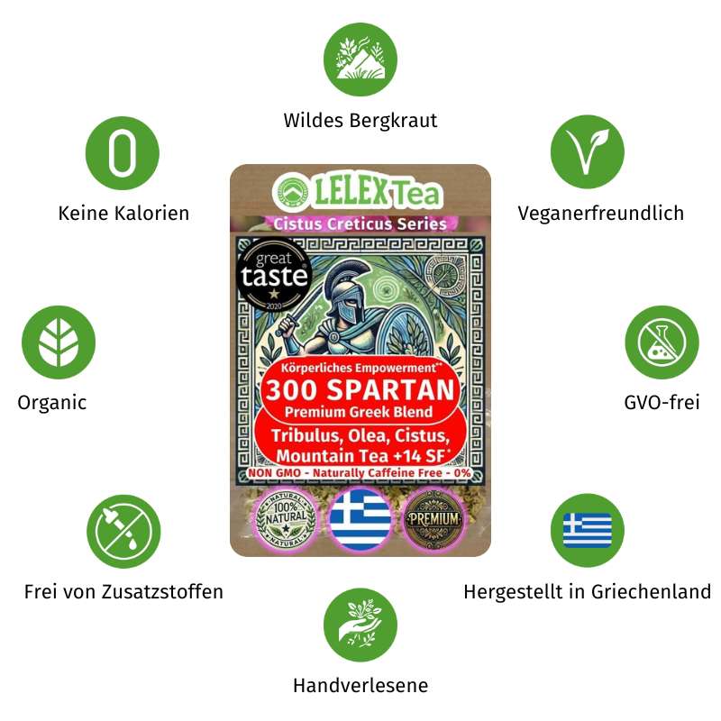 PREMIUM GRIECHISCHES BERGKRAUT Energy Tee 300 Spartan Taygetus Kräuter natürliche Stärkung LelexTea