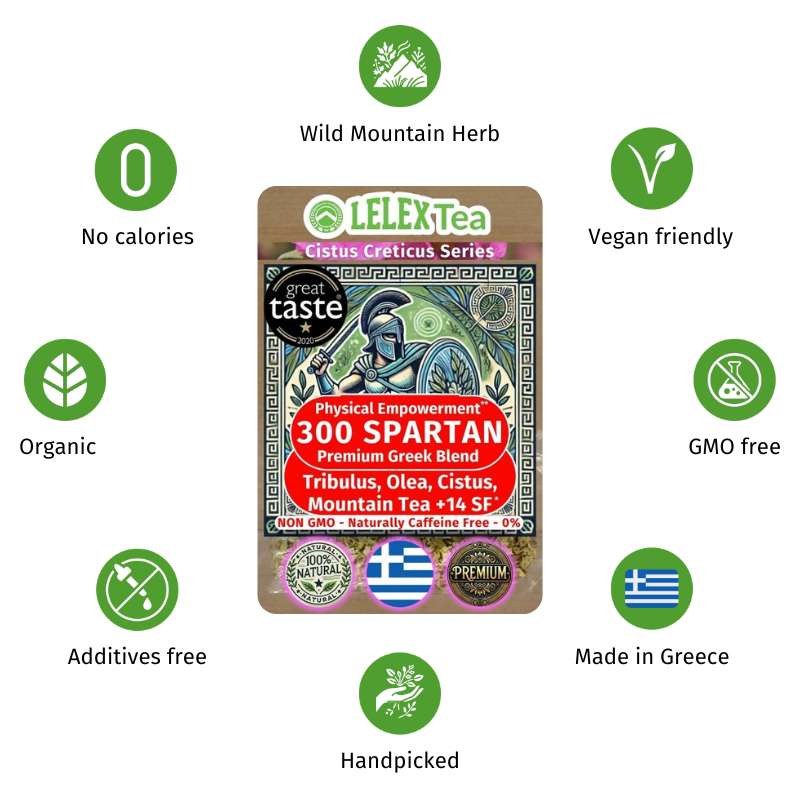 GREEK PREMIUM HERBAL BLEND Tea for Energy, Toning Physical Empowerment 300 Spartan LelexTea