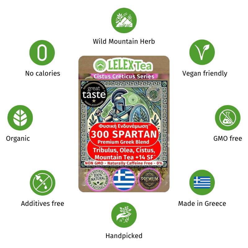 ΕΞΑΙΡΕΤΙΚΟ Τσάι Μείγμα Βοτάνων 300 Spartan για Ενέργεια Τόνωση Φυσική Ενδυνάμωση LelexTea