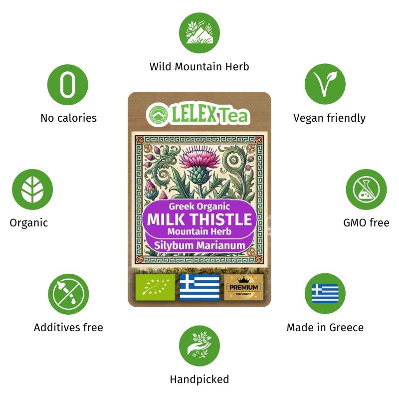 Milk Thistle Tea Organic BIO Greek Mountain Herb - Lelex Tea