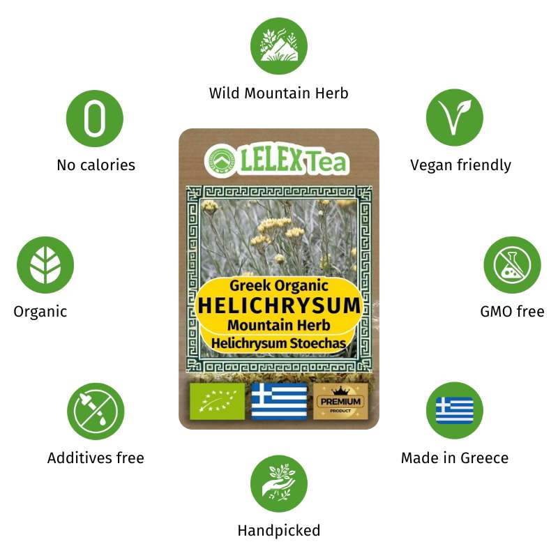 Helichrysum Tea Organic Everlasting BIO Greek Mountain Herb - Lelex Tea