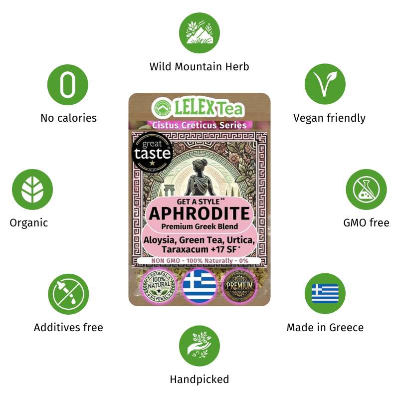 GREEK PREMIUM HERBAL BLEND Aphrodite Tea for Slimming and Detoxifying Herbal Blend - Lelex Tea LelexTea
