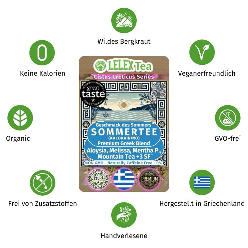 PREMIUM GRIECHISCHES BERGKRAUT Sommertee für erfrischenden mediterranen Genuss - LelexTea