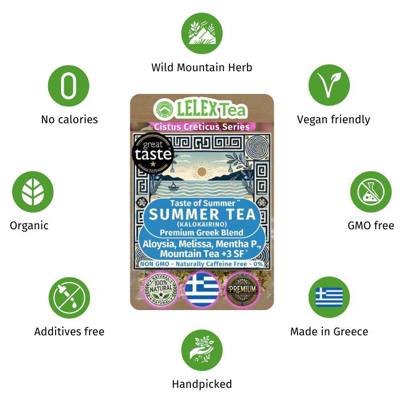 GREEK PREMIUM HERBAL BLEND Summer Tea for Refreshing Enjoyment Mediterranean Greek - LelexTea