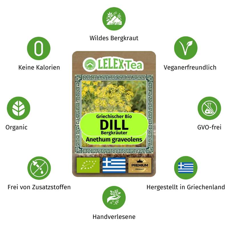 Bio-Dill-Kräutertee – Wildgesammelter Anethum graveolens | Natürliche Unterstützung für Verdauung & Immunsystem