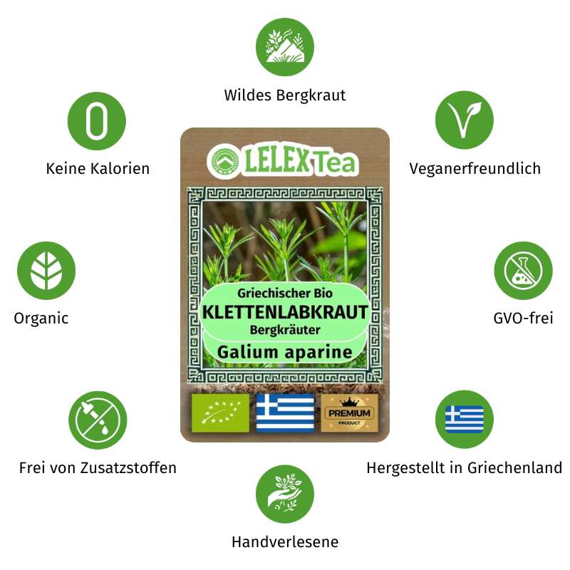 Labkraut Galium Aparine: Wild geerntetes, biologisches Kraut für Entgiftung & Immunsystem LelexTea