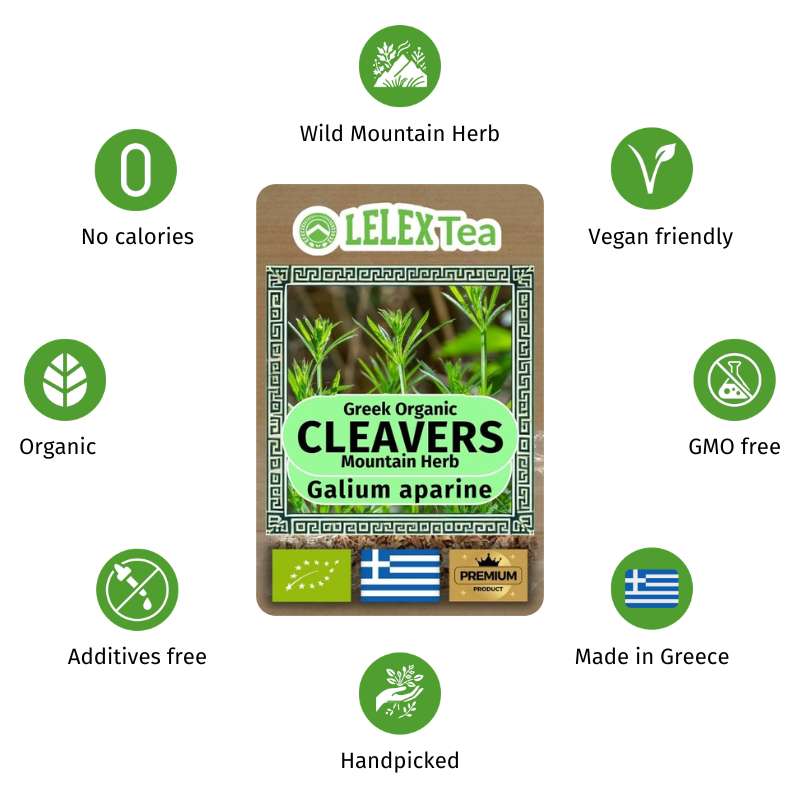 Cleavers Galium Aparine: Wild-Harvested, Greek Organic Herb for Detox & Immune Support LelexTea