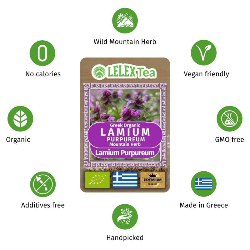 GREEK ORGANIC HERB OF THE MOUNTAIN Premium Organic Wild-Harvested Lamium album, White Dead-Nettle, Archangel – Natural, Caffeine-Free Herbal Remedy LelexTea