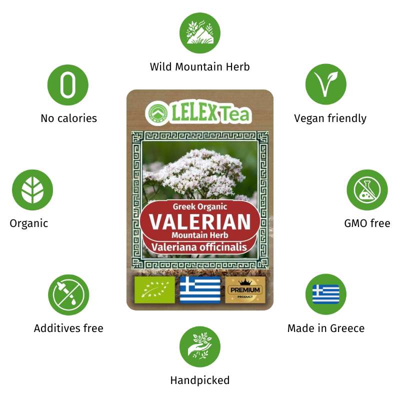 Valeriana officinalis Tea – Organic Greek Valerian Root Herb for Sleep & Anxiety Relief