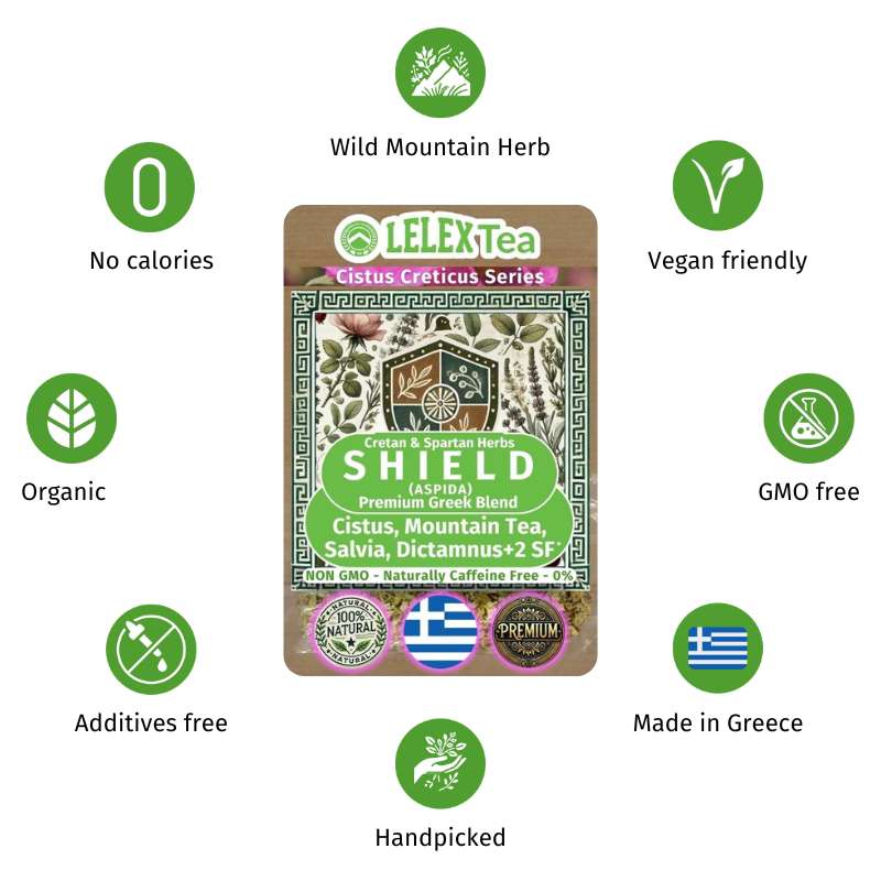 GREEK PREMIUM HERBAL BLEND Shield herbal mix for colds flu - LelexTea