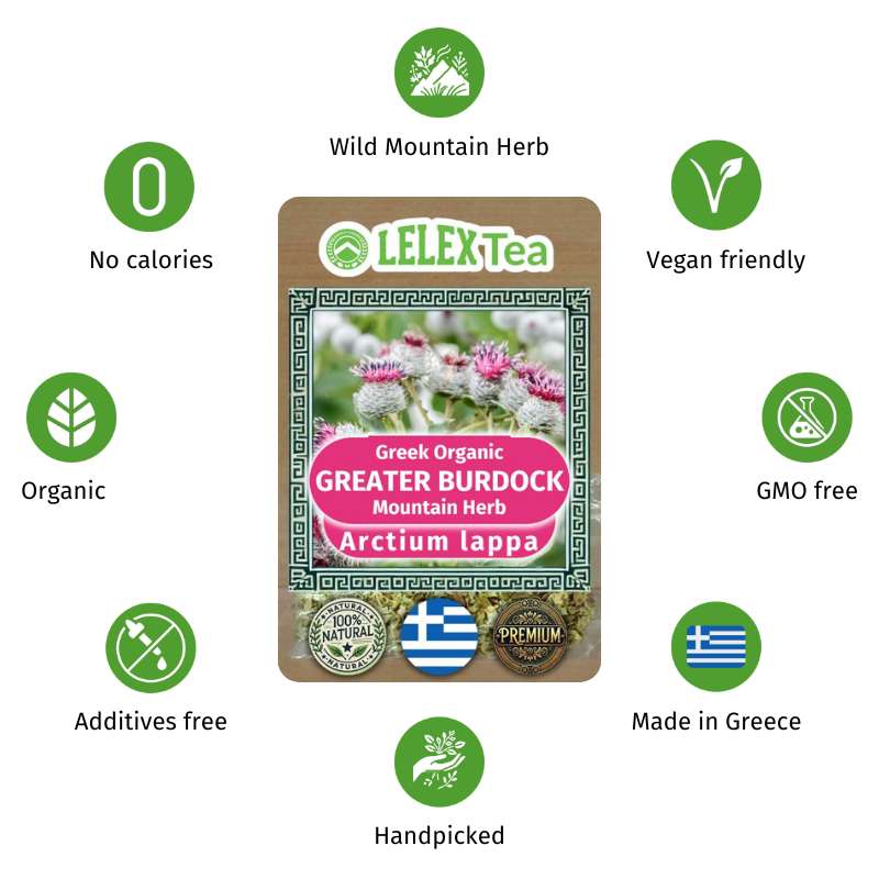 Organic Greek Mountain Greater Burdock Tea - Fresh and Pure Arctium lappa