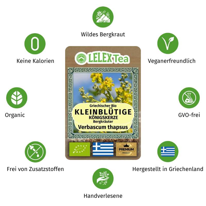 Königskerze, Wollblume, Wildgesammelter Verbascum Thapsus Tee LelexTea