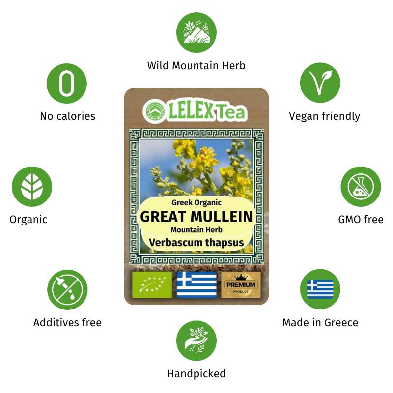 Great Mullein, Organic Herb, Wild-Harvested Verbascum Thapsus Tea LelexTea
