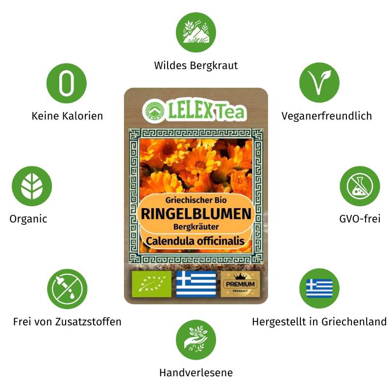 GRIECHISCHES BIO-BERGKRAUT Ringelblumen LelexTea