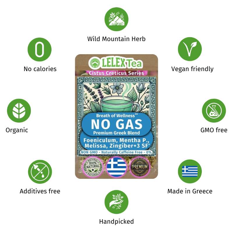 GREEK PREMIUM HERBAL BLEND No Gas – Natural Herbal Blend for Bloating and Flatulence Relief LelexTea