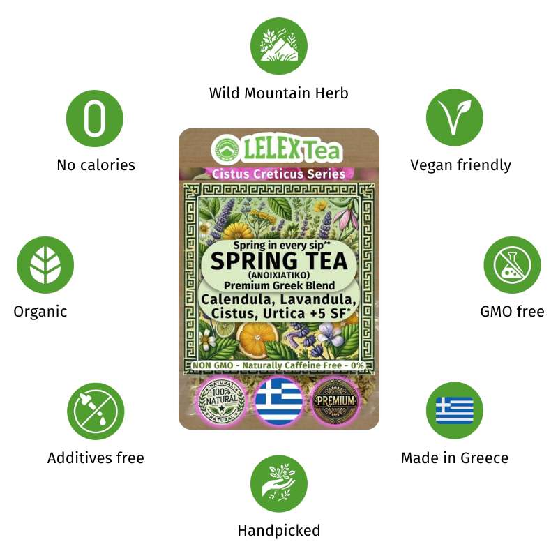 GREEK PREMIUM HERBAL BLEND Spring Tea for Detoxification Wellness - Lelex Tea