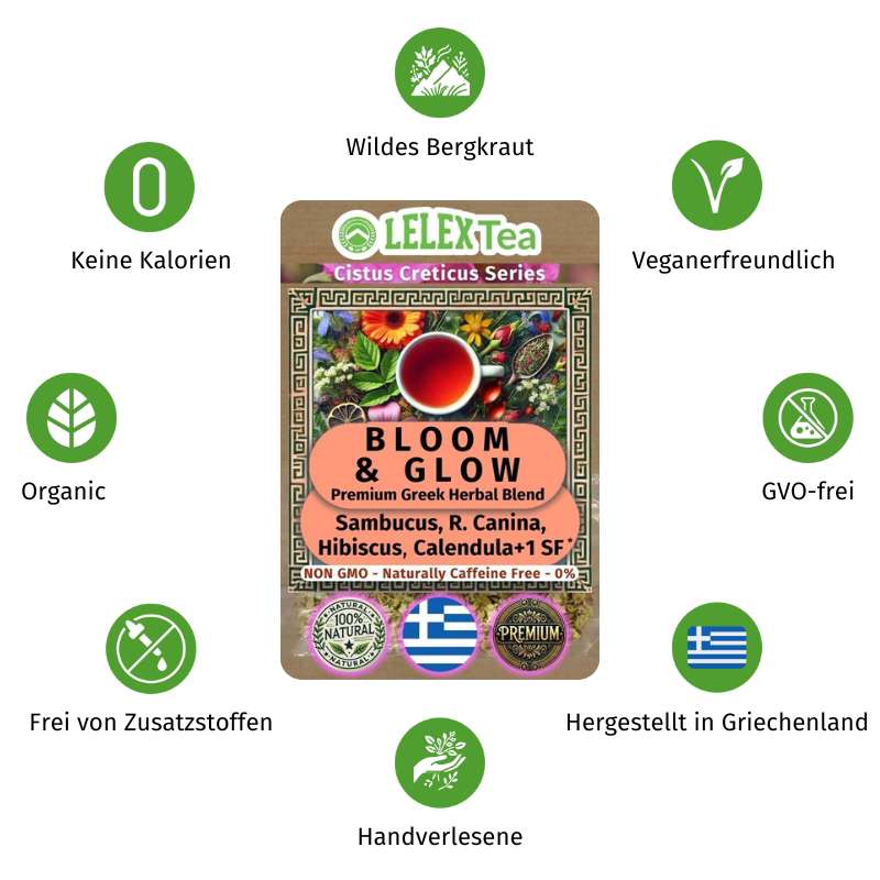 PREMIUM GRIECHISCHES BERGKRAUT BLOOM &amp; GLOW - Premium Griechische Bergkräuter LelexTea