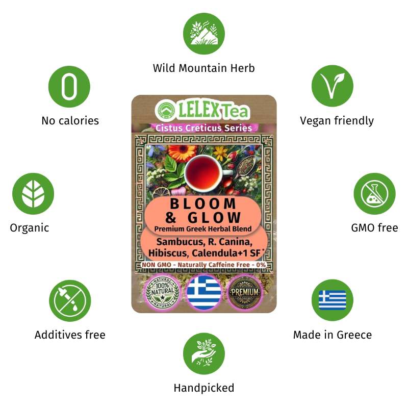 GREEK PREMIUM HERBAL BLEND BLOOM &amp; GLOW - Premium Greek Mountain Herbs LelexTea