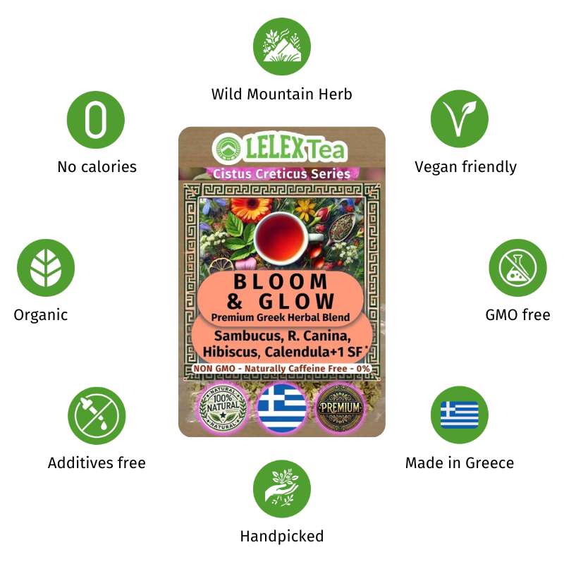 ΕΞΑΙΡΕΤΙΚΟ Τσάι Μείγμα Βοτάνων Bloom &amp; Glow - Premium Ελληνικών Ορεινών Βοτάνων LelexTea